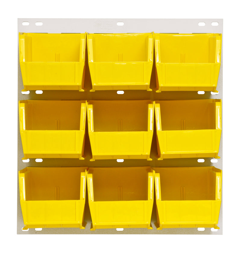 Quantum Stack & Hang Oyster White Louvered Panel with Bins – 18" x 19" – Kit – QLP-1819HC – 230-9 – Yellow