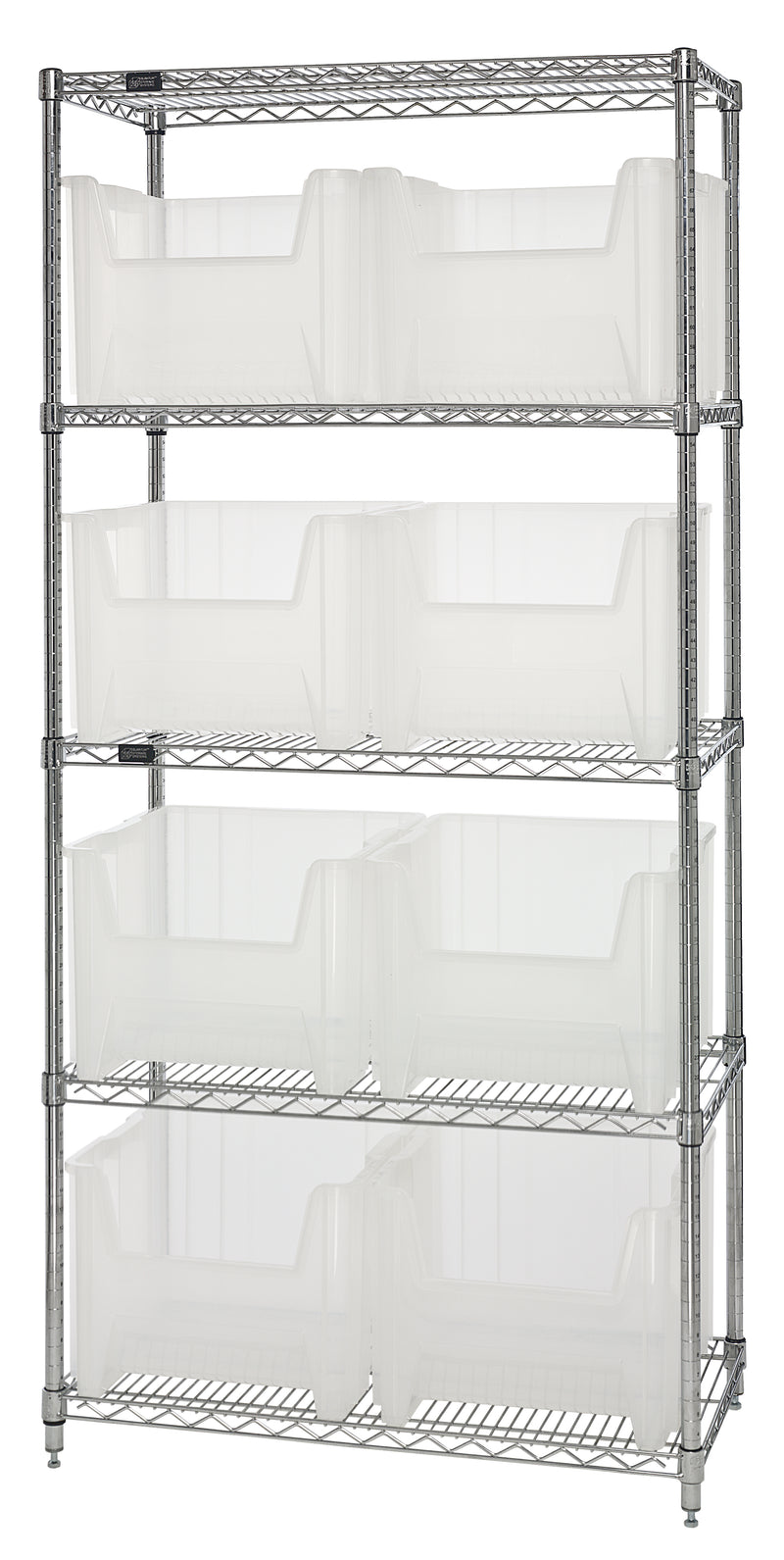 Quantum Clear-View Wire Shelving – WR5-600CL – 36" x 18" x 74" – WR5-800CL – Clear