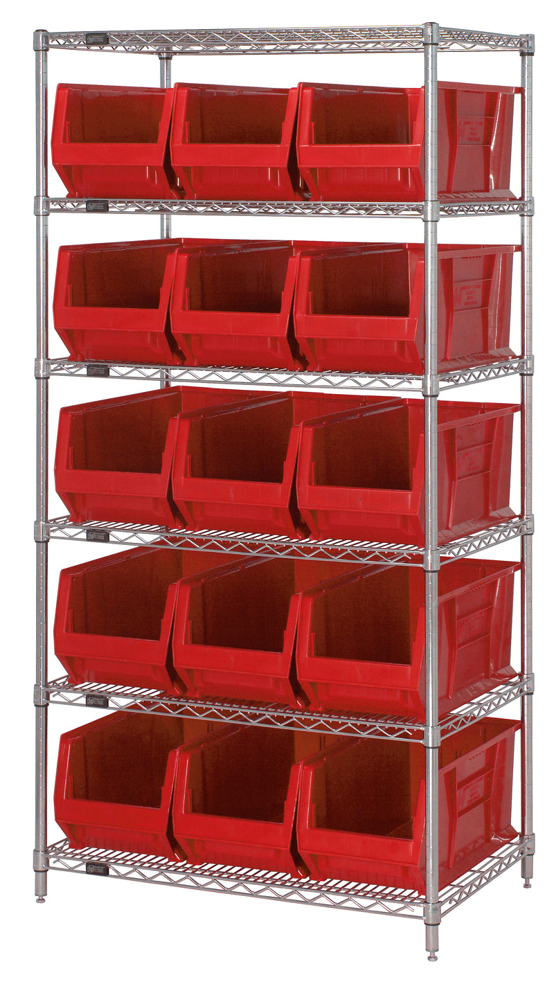 Quantum 30" & 36" Wire Shelving Systems – 36" x 30" x 74" – WR6-973 – Red