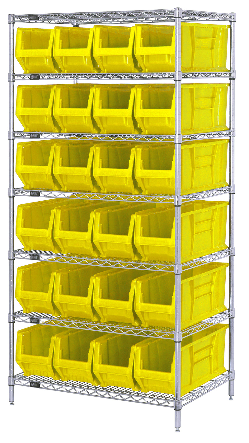 Quantum 24" Wire Shelving Systems – 36" x 24" x 74" – WR6-953 to WR8-950 – WR7-951 – Yellow