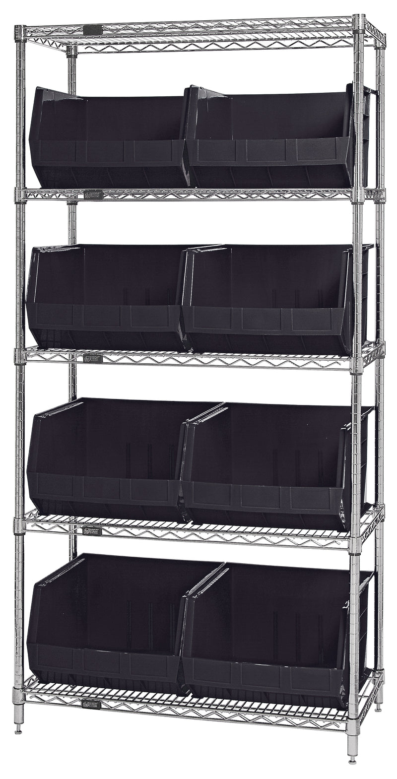 Quantum Stack & Hang Wire Shelving with Bins – 36" x 18" x 74" – WR5-270 – Black