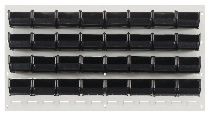 Quantum Stack & Hang Oyster White Louvered Panel with Bins – 36" x 19" – Kit – QLP-3619HC – 220-32 – Black