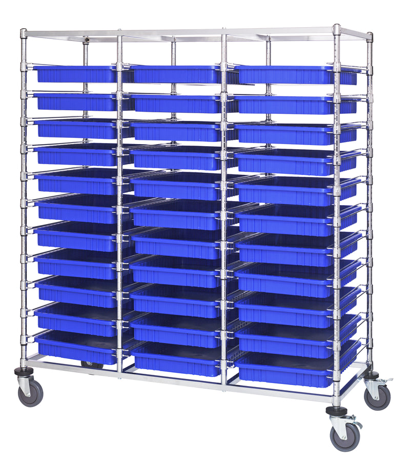 Quantum Dividable Grid Container Bin Carts – 24" x 60" x 69" – BC216069M2T – Blue
