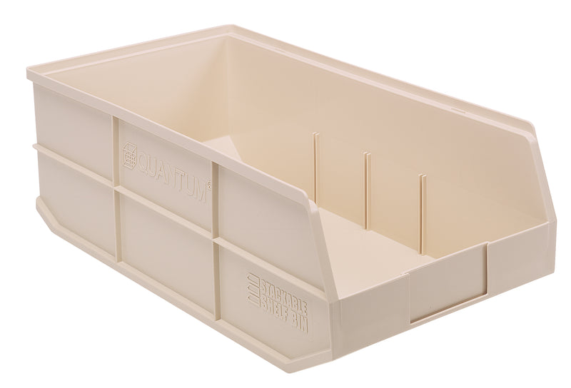 Quantum Stackable Shelf Bins – SSB463 to SSB485 – Case Pack – 20-1/2" x 11" x 7" – SSB485 – Ivory
