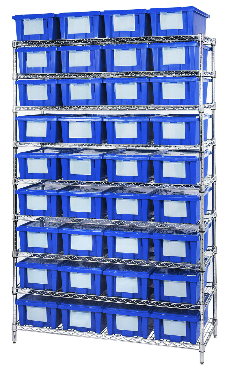 Quantum Stack & Nest Container Wr4-12225 – 48" x 18" x 74" – WR9-36180 – Blue