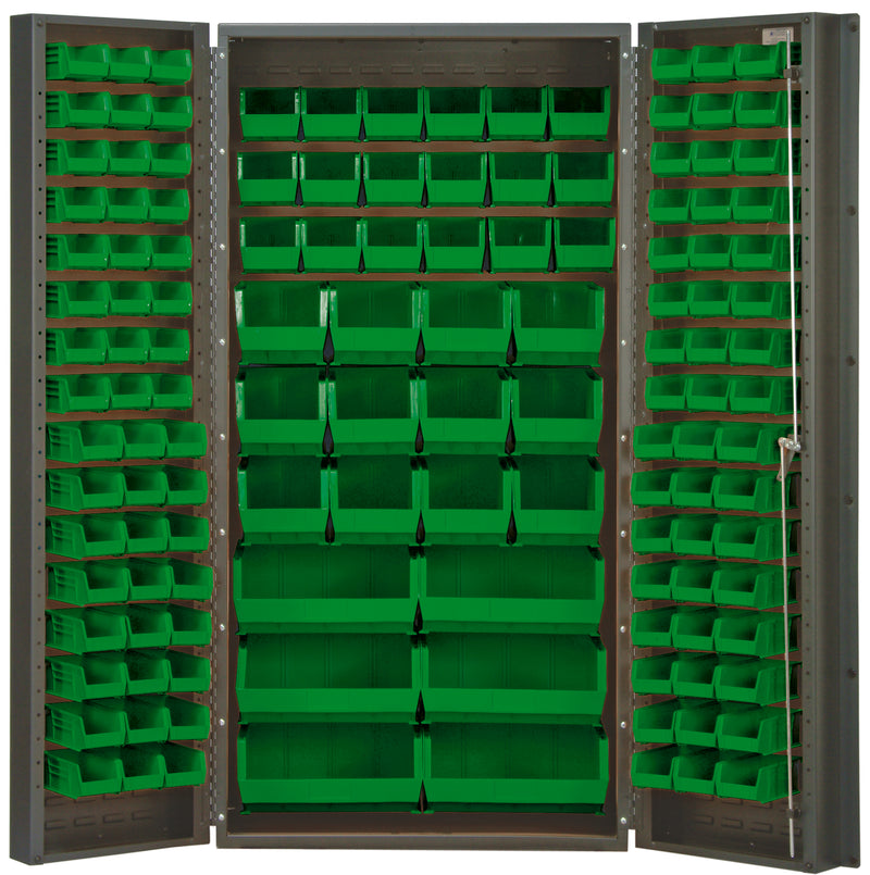 Quantum 36" Welded Storage Cabinet with 68 Bins - QSC-36-68 – gray – Green
