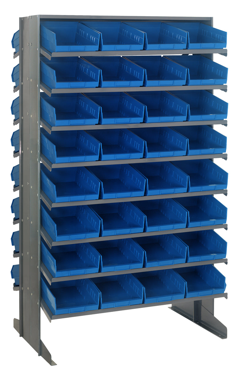 Quantum Double-Sided Pick Racks with Bins – 24" x 36" x 60" – QPRD-107 – Blue
