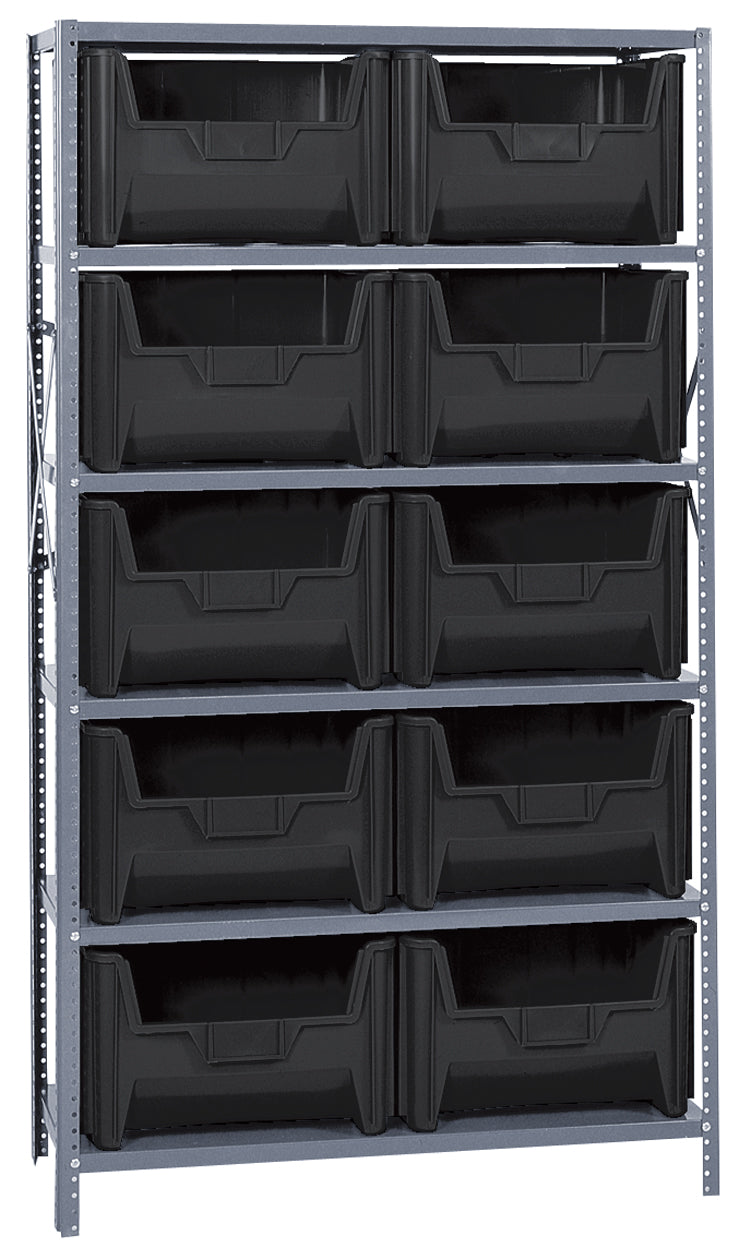 Quantum Giant Stack Steel Shelving with Bins – 18" x 42" x 75" – QSBU-700 – Black