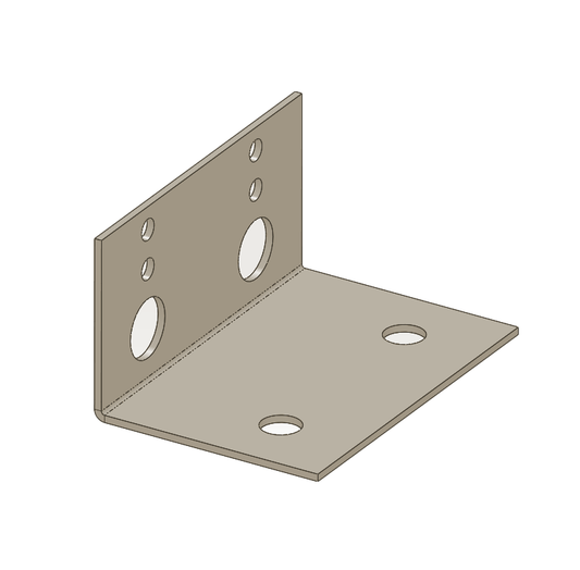 Metal corner bracket with multiple holes on a white background