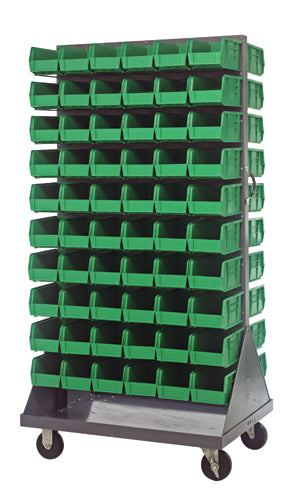 Quantum QMD-36H-230 in Green – Quantum Mobile Louvered Panels with Bins – 36" x 25" x 72"
