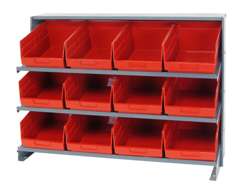 Quantum QPRHA-207 in Red – Quantum Bench Racks with Bins – 12" x 36" x 26-1/2"