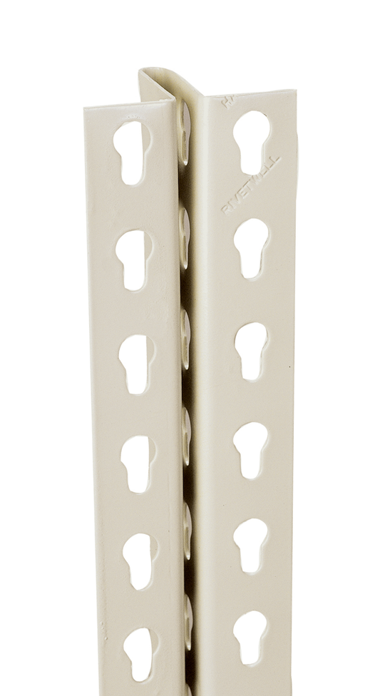Beige metal shelf bracket on a white background