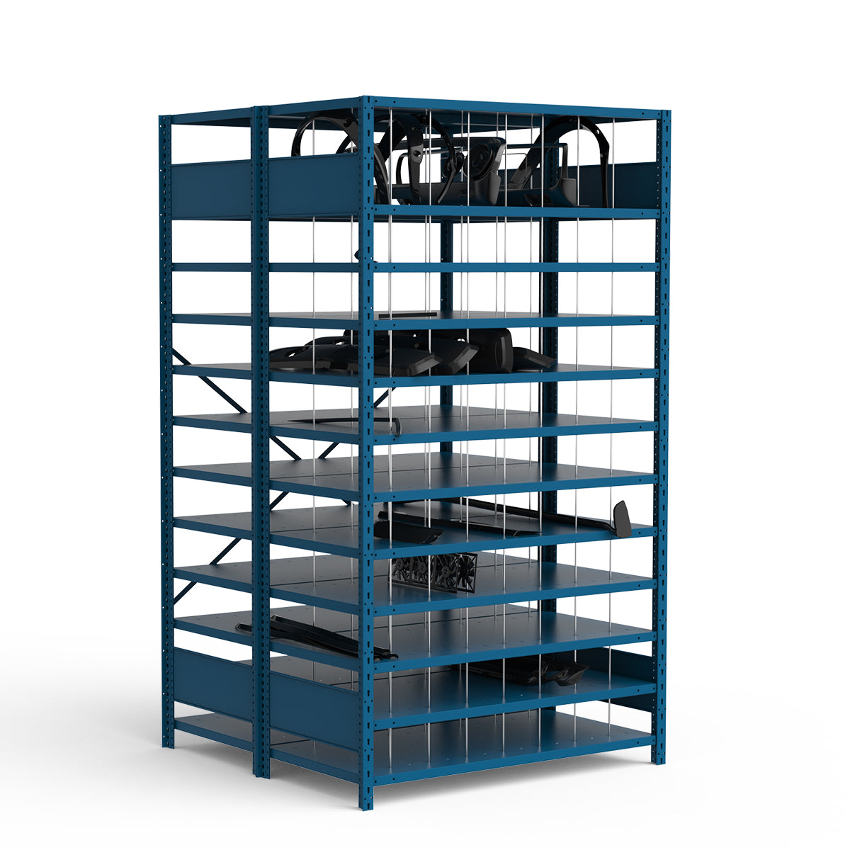 Rousseau SRP0410 specialized automotive parts rack in blue finish