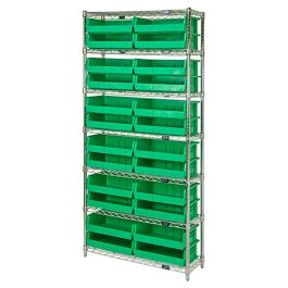 Quantum Stack & Hang Wire Shelving with Bins – 36" x 12" x 74" – WR7-245, 36" x 12" x 74"