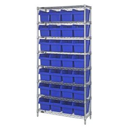 Quantum Store-Max 8" Shelf Bin Wire Shelving Systems with Bins – WR8-803 to WR8-808 – WR8-808