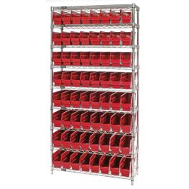 Quantum Store-More 6" Shelf Bin Wire Shelving Systems with Bins – 24" x 36" x 74" – WR9-205, 24" x 36" x 74"