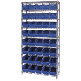 Quantum Store-More 6" Shelf Bin Wire Shelving Systems with Bins – 24" x 36" x 74" – WR9-206, 24" x 36" x 74"