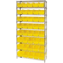 Quantum Store-More 6" Shelf Bin Wire Shelving Systems with Bins – 18" x 36" x 74" – WR9-204, 18" x 36" x 74"
