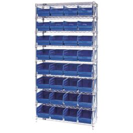 Quantum Store-More 6" Shelf Bin Wire Shelving Systems with Bins – 18" x 36" x 74" – WR9-208, 18" x 36" x 74"