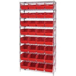 Quantum Store-More 6" Shelf Bin Wire Shelving Systems with Bins – 24" x 36" x 74" – WR9-214, 24" x 36" x 74"