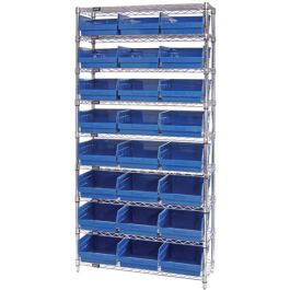 Quantum Store-More 6" Shelf Bin Wire Shelving Systems with Bins – 24" x 36" x 74" – WR9-216, 24" x 36" x 74"