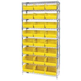 Quantum Store-More 6" Shelf Bin Wire Shelving Systems with Bins – 18" x 36" x 74" – WR9-210, 18" x 36" x 74"