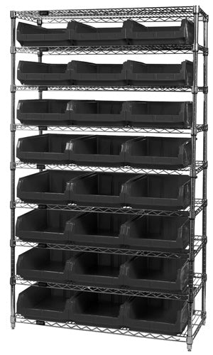Quantum WR9-531 in Black – Quantum Magnum Wire Shelving Systems with Bins – 42" x 18" x 74"