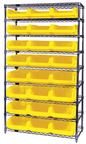 Quantum WR9-531 in Yellow – Quantum Magnum Wire Shelving Systems with Bins – 42" x 18" x 74"