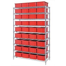 Quantum Chrome Wire Shelving with Dividable Grid Containers – WR9-93060, 60" x 24" x 74"